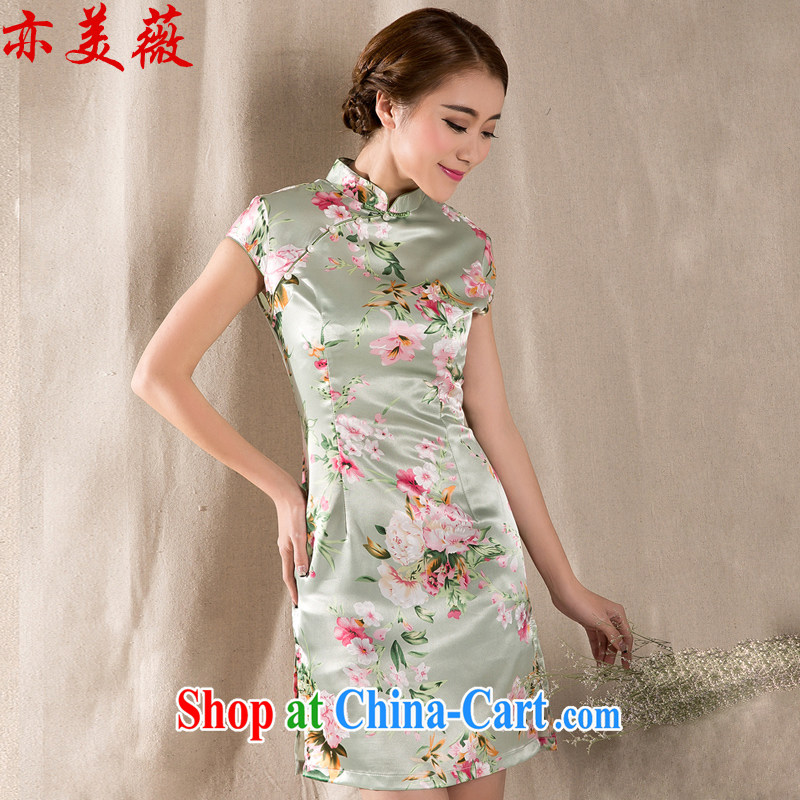 Also the US Ms Audrey EU summer 2015 New National wind improved retro-snap stamp cheongsam dress suit XL