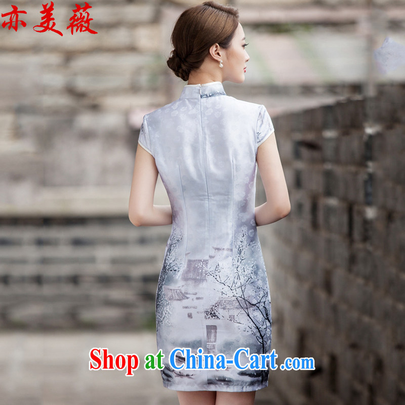 Also the US Ms Audrey EU summer 2015 new retro painting short sleeve cheongsam dress painting (landscape), XL, also the US Ms Audrey EU Yuet-mee, GARMENT), shopping on the Internet