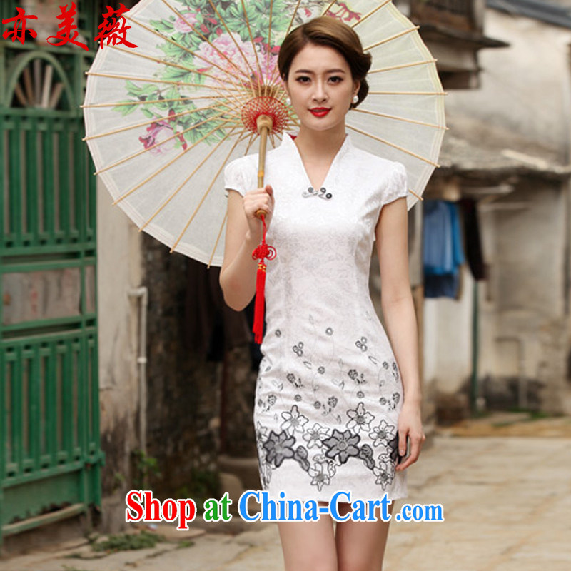 Also the US Ms Audrey EU summer 2015 new retro embroidery cheongsam dress white L, also the US Ms Audrey EU Yuet-mee, GARMENT), shopping on the Internet