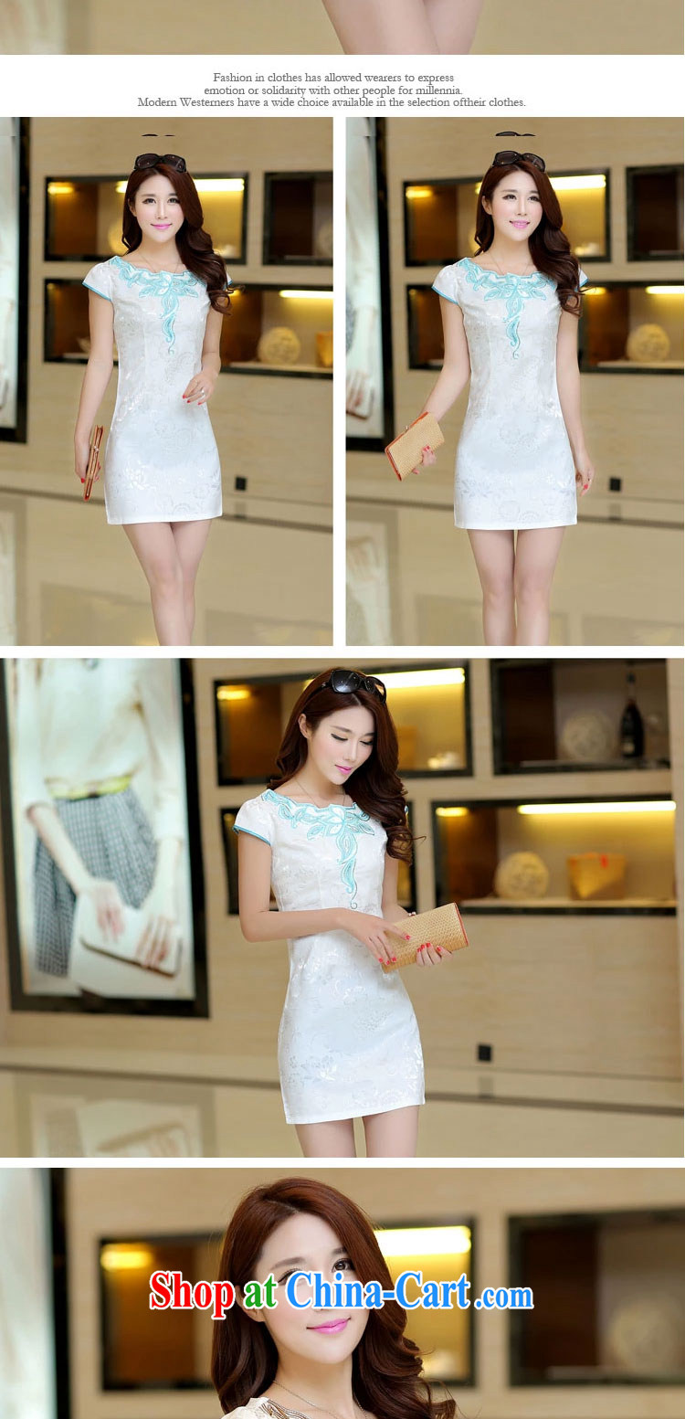 and the United States and even high-end cheongsam dress summer 2015 new daily improved retro style short-sleeve embroidery graphics thin further skirt white XL pictures, price, brand platters! Elections are good character, the national distribution, so why buy now enjoy more preferential! Health