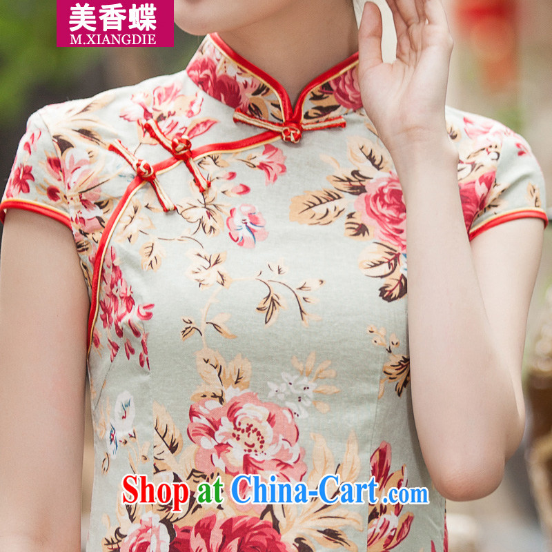 US-Hong Kong butterfly 2015 summer new, elegant beauty, short cheongsam daily improved stylish dress suits women XL, US-Hong Kong Butterfly (MEIXIANGDIE), online shopping