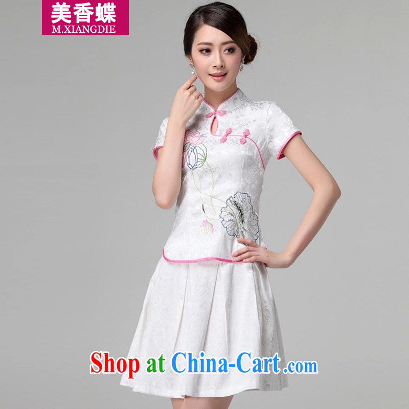 US-Hong Kong butterfly summer 2015, new women who decorated daily retro short-sleeved improved stylish outfit two piece with pink XL, the United States and Hong Kong Butterfly (MEIXIANGDIE), online shopping