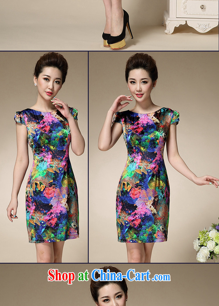 Sweet 1000 to 2015 summer new stamp duty round-collar short-sleeve Sau San emulation Silk Dresses beauty charm antique dresses blue 3 XL pictures, price, brand platters! Elections are good character, the national distribution, so why buy now enjoy more preferential! Health