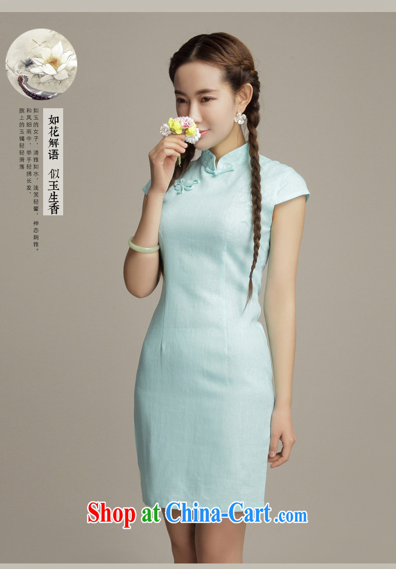 Bong-amphibious NTHU summer 2015 new cotton Ma antique dresses small fresh literary beauty and stylish short-sleeve cheongsam dress DQ 15,105 blue XXL pictures, price, brand platters! Elections are good character, the national distribution, so why buy now enjoy more preferential! Health