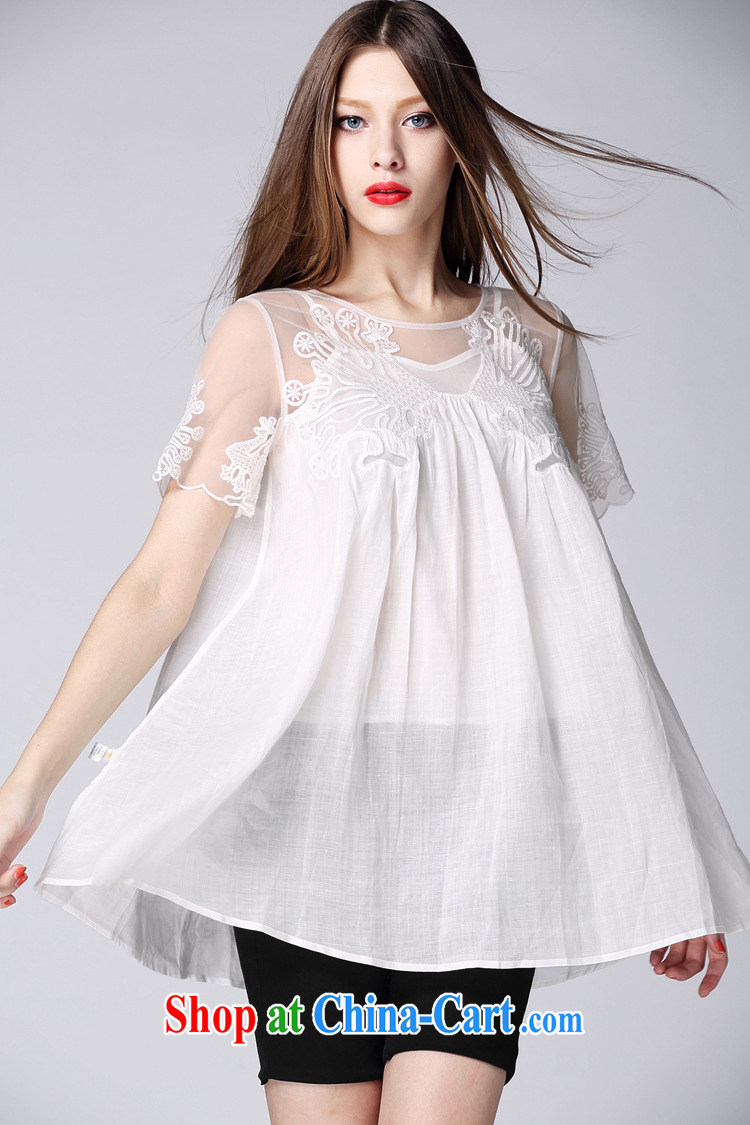 Ya-ting store summer 2015 new European site female round-collared Openwork embroidery European site high waist wrapped around his chest relaxed T-shirt gray XL pictures, price, brand platters! Elections are good character, the national distribution, so why buy now enjoy more preferential! Health