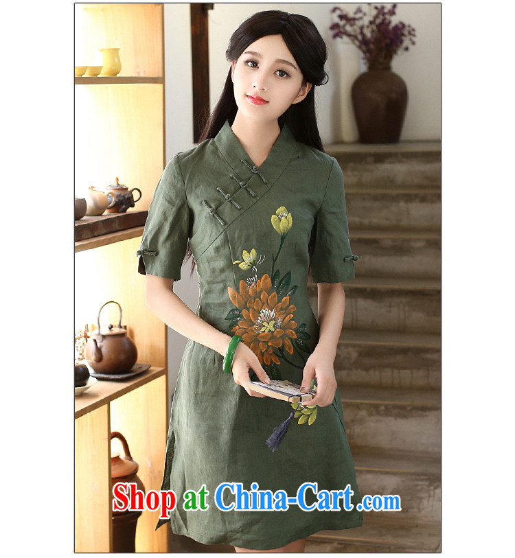 China classic 2015 new summer dresses, dresses daily retro improved literature and art, hand-painted cotton Ma green XXL pictures, price, brand platters! Elections are good character, the national distribution, so why buy now enjoy more preferential! Health