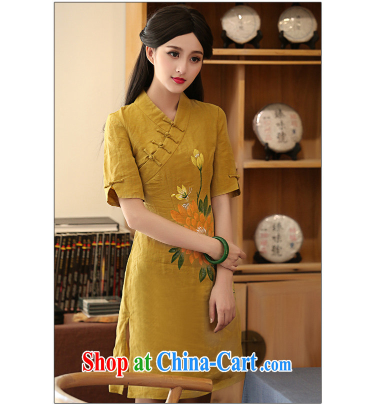 China classic 2015 new summer dresses, dresses daily retro improved literature and art, hand-painted cotton Ma green XXL pictures, price, brand platters! Elections are good character, the national distribution, so why buy now enjoy more preferential! Health