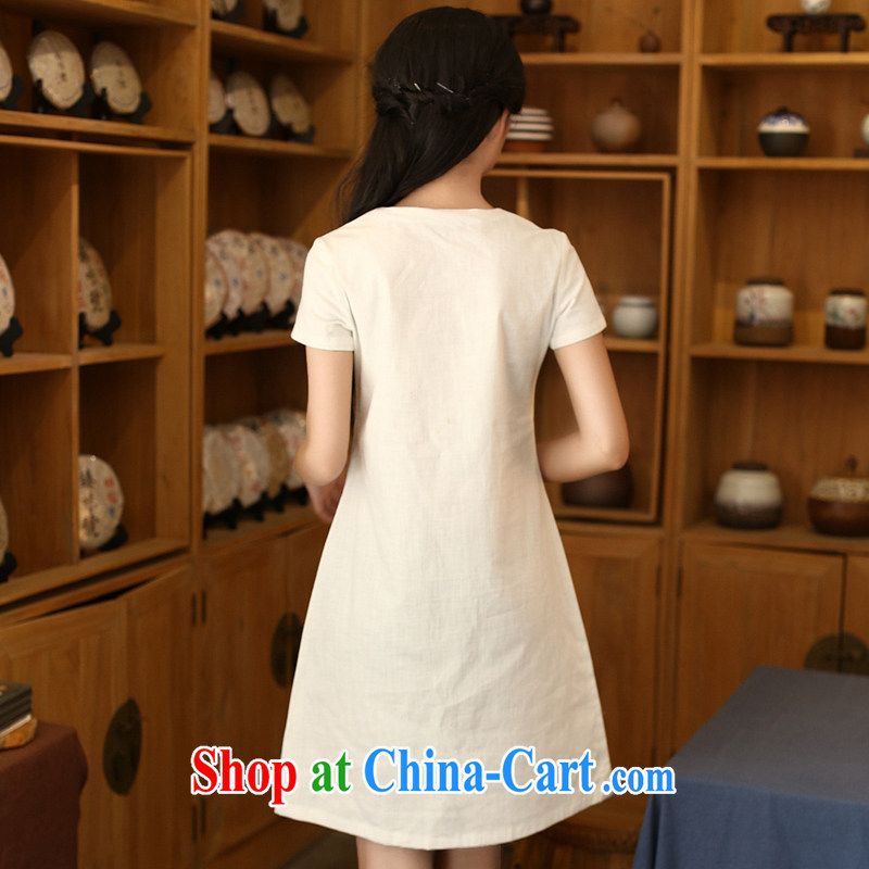 China classic original cotton summer the commission improved daily, qipao dresses Chinese classical literature and art, small fresh beige XXL, China Classic (HUAZUJINGDIAN), online shopping