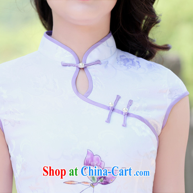 His angel, summer 2015, for the withholding of sexy beauty graphics thin improved cheongsam dress stylish ethnic Wind Flower stamp pack and blue lotus XXL, Angel (LUOQINUO), shopping on the Internet