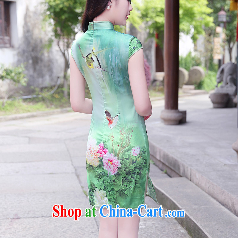 His angel, summer 2015 new stylish stamp retro improved cheongsam dress-fasteners on ends on the truck, and further than peony flowers M, Angel (LUOQINUO), and shopping on the Internet