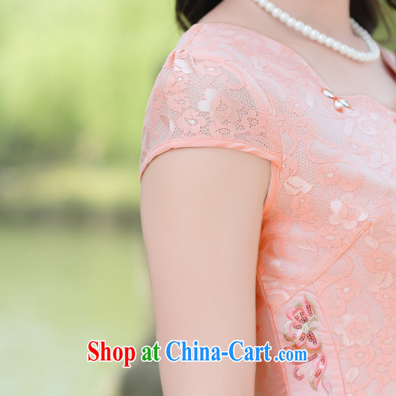His angel's Aura cheongsam dress improved spring dresses parquet drill Lotus side skirt with Butterfly Style, upscale dress green XXL, Angel (LUOQINUO), and shopping on the Internet