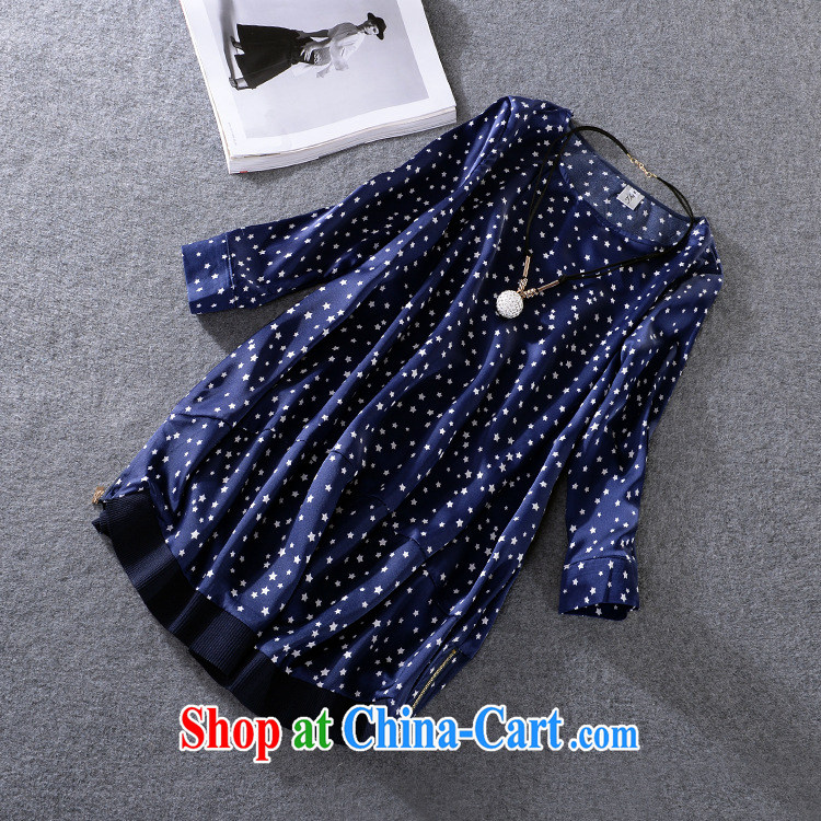 Ya-ting store summer 2015 new European site female round-neck collar 7 in Europe and cuff Stars stamp female, long T shirt T-shirt dark blue XXXL pictures, price, brand platters! Elections are good character, the national distribution, so why buy now enjoy more preferential! Health