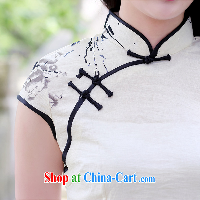 His angel, summer 2015 New Products retro stamp duty improved cheongsam-snap the flap style short-sleeved ethnic wind black further skirt XXL paintings, Angel (LUOQINUO), shopping on the Internet