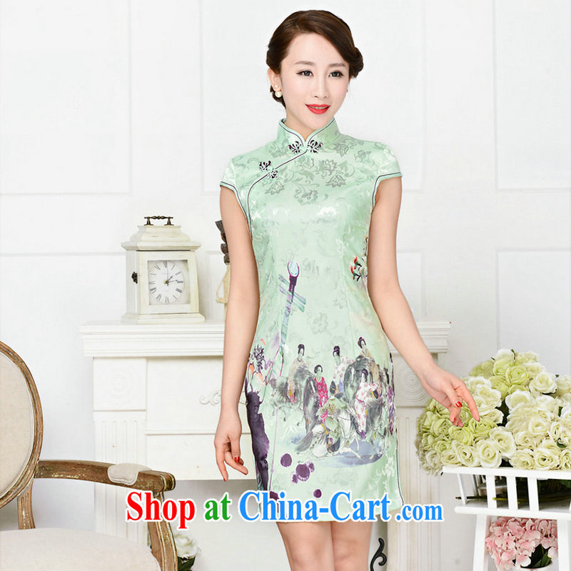 2015 summer new ultra-baik CB in 1587, how long the collar jacquard silk and cotton Korean Beauty thin, qipao package mail Peony floral XXL, pink Daisy, and shopping on the Internet