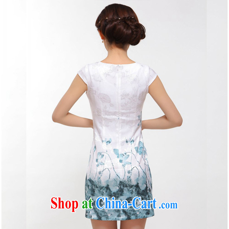 2015 new summer improved fashion cheongsam sexy beauty retro and stylish girl cheongsam dress white XL, once and for all, and, shopping on the Internet