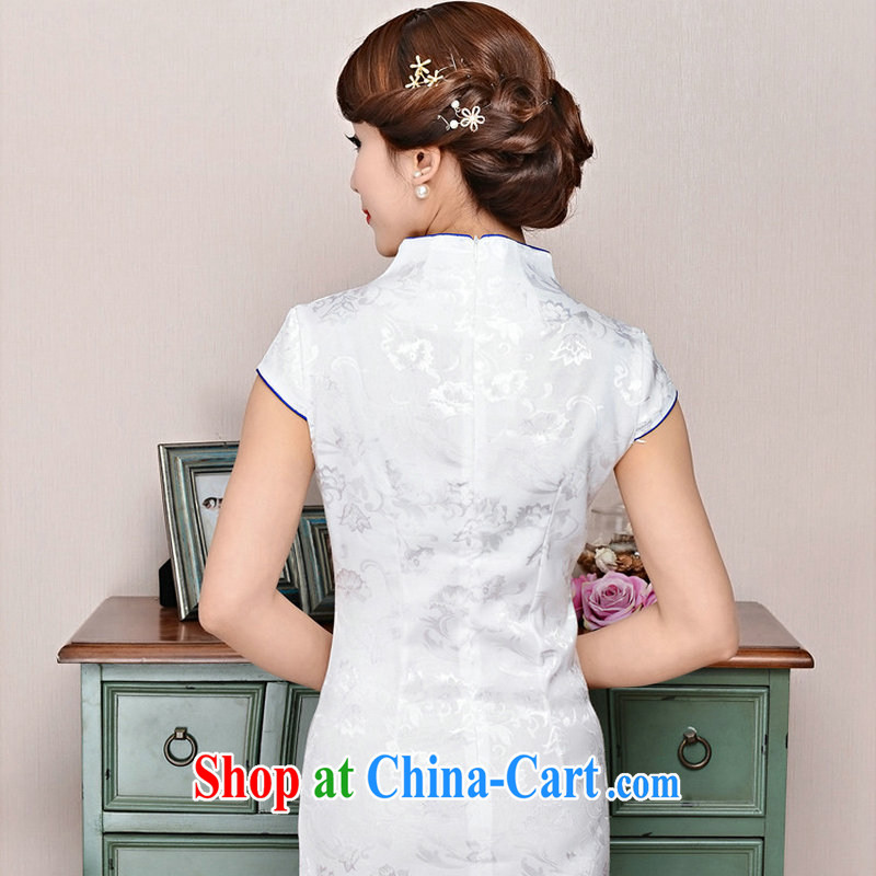 2015 summer new ultra-baik CB in 1583 long jacquard silk and cotton robes Sau San thin version for the payment package mail Blue on white small flowers XXL, pink Daisy, and shopping on the Internet