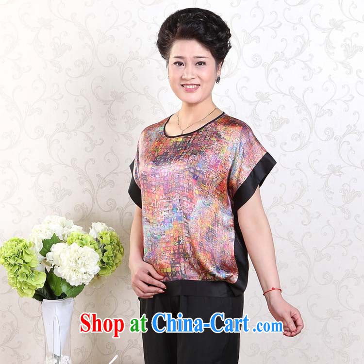 Qin Qing store older bat T-shirt large, loose woman sauna silk shirt shirt MOM yellow XXL pictures, price, brand platters! Elections are good character, the national distribution, so why buy now enjoy more preferential! Health