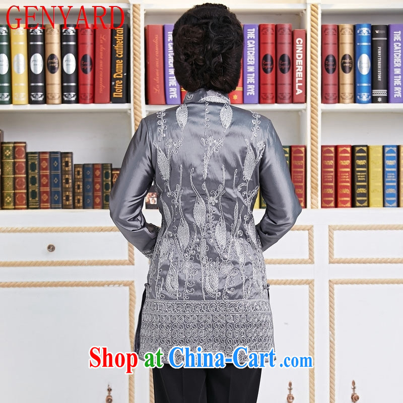 Deloitte Touche Tohmatsu store sunny spring and fall new, for embroidered Chinese Chinese wind yi tang with Chinese-tie shirt, long women jacket gray XXXL, GENYARD, shopping on the Internet