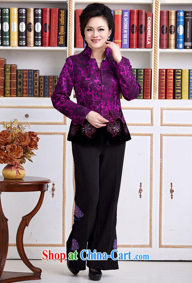 Qin Qing store new female Chinese Tang fitted T-shirt jacket festive Chinese mother with purple XXXL pictures, price, brand platters! Elections are good character, the national distribution, so why buy now enjoy more preferential! Health