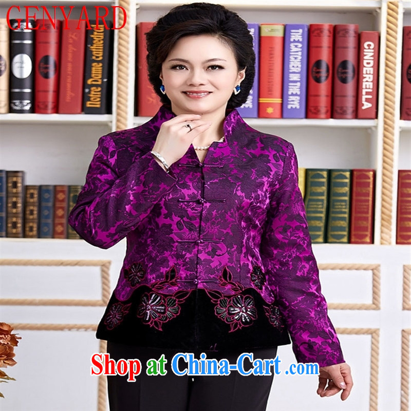 Qin Qing store new female Chinese Chinese T-shirt jacket festive Chinese mother with purple XXXL, GENYARD, shopping on the Internet