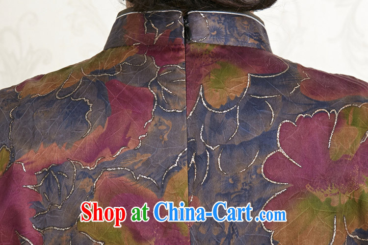 Peregrine fine antique store female Ethnic Wind sauna silk dresses with silk silk damask incense cloud yarn cheongsam blue Phnom Penh XXXL pictures, price, brand platters! Elections are good character, the national distribution, so why buy now enjoy more preferential! Health