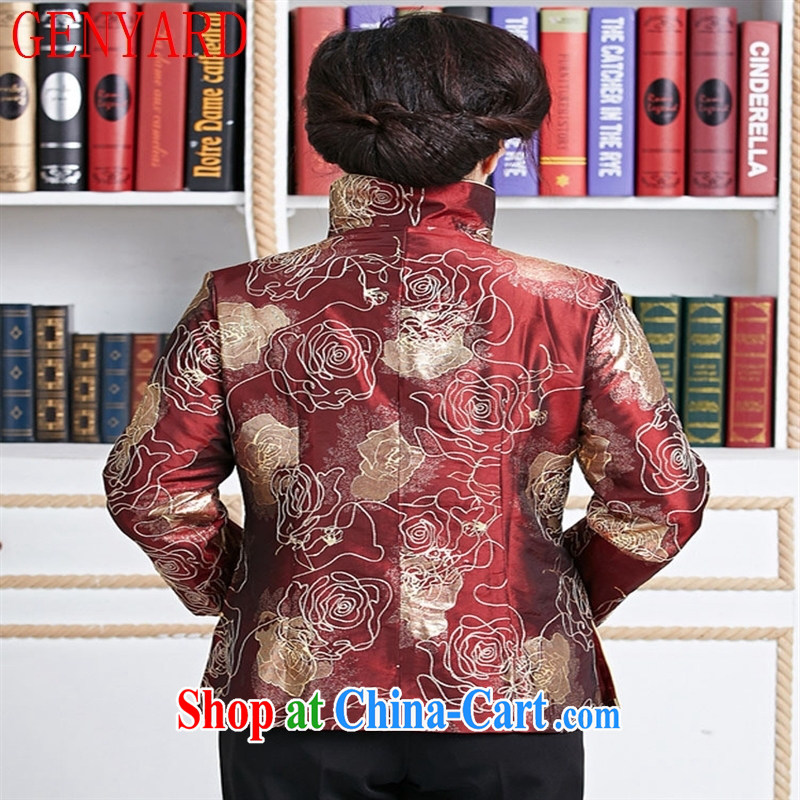 Qin Qing store 2015 spring and summer New Tang women T-shirt embroidered Chinese jacket the waist graphics thin air to the charge-back the collar brown XXXL, GENYARD, shopping on the Internet