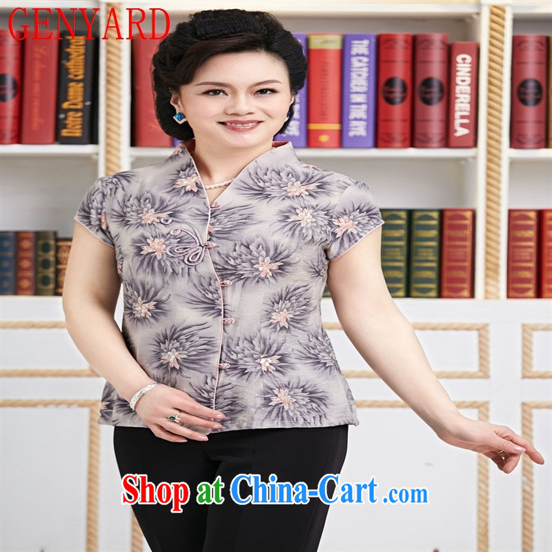 Qin Qing SHOP NEW summer water the wind ladies cotton Ma short-sleeved shirt Tang with retro MOM with a short-sleeved shirt T red XXXL, GENYARD, shopping on the Internet