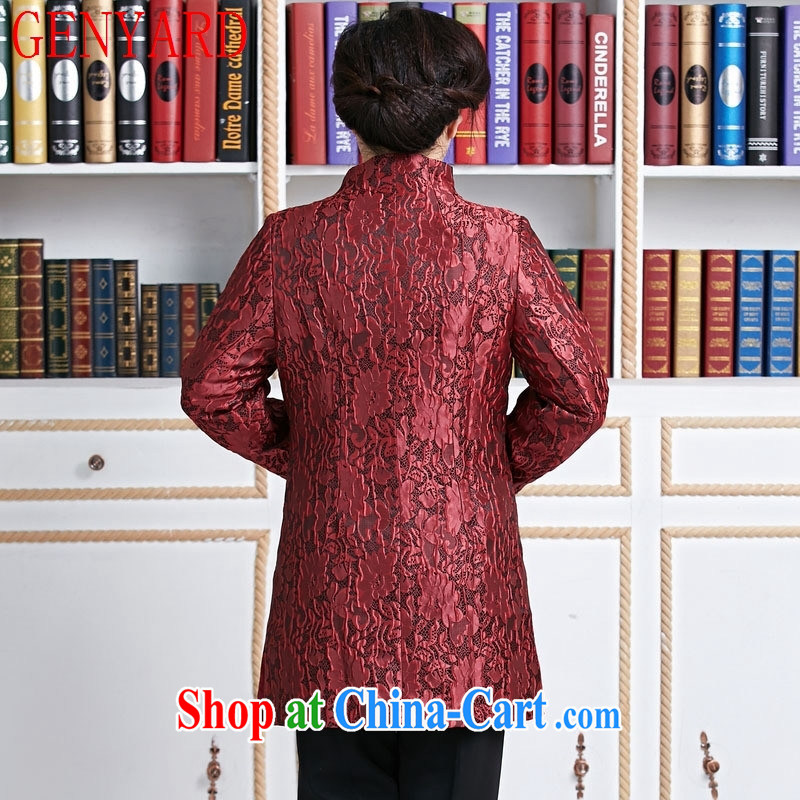 Peregrine fine antique stores Ethnic Wind Chinese improved the code is withholding the collar cardigan pressure cotton warm, long, women's coats T-shirt red XXXL, GENYARD, shopping on the Internet