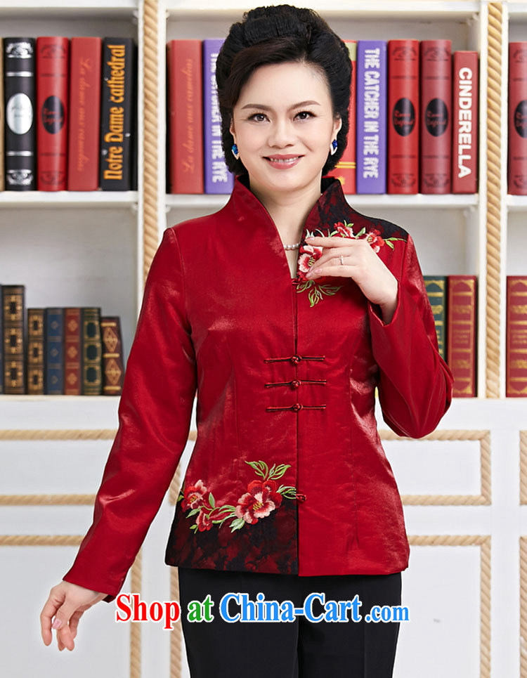 Qin Qing store Chinese spring and autumn, the China wind long-sleeved stylish modern Chinese beauty T-shirt ladies clothing annual red XXXL pictures, price, brand platters! Elections are good character, the national distribution, so why buy now enjoy more preferential! Health