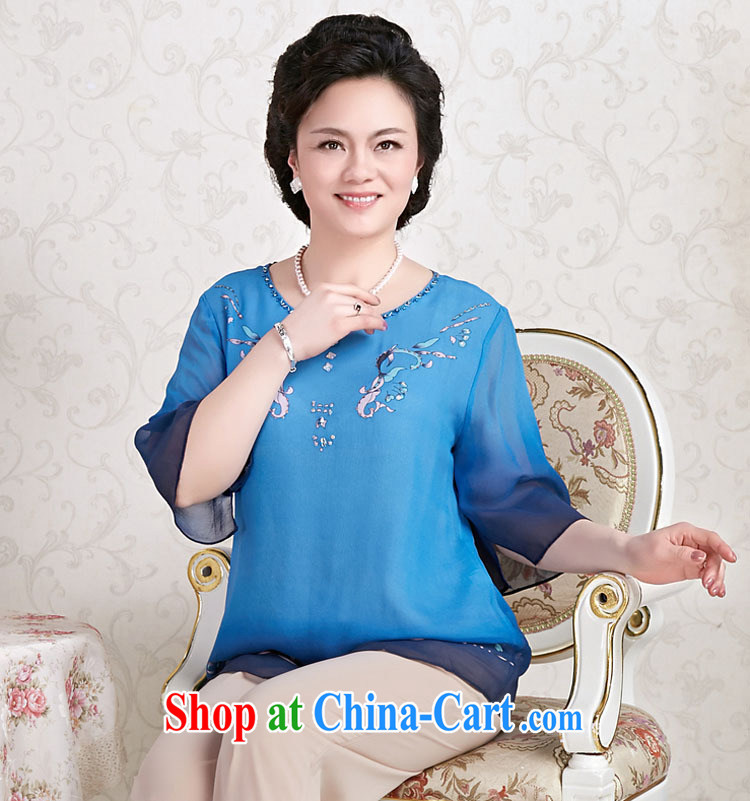 Qin Qing store, older women summer 2015 new hand-painted silk dos santos short-sleeved MOM T-shirts green XXXL pictures, price, brand platters! Elections are good character, the national distribution, so why buy now enjoy more preferential! Health