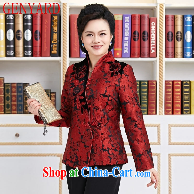 Qin Qing store embroidered short, long-sleeved T-shirt Chinese girl fall and winter for the Tang jackets T-shirt the T-shirt purple XXXL, GENYARD, shopping on the Internet