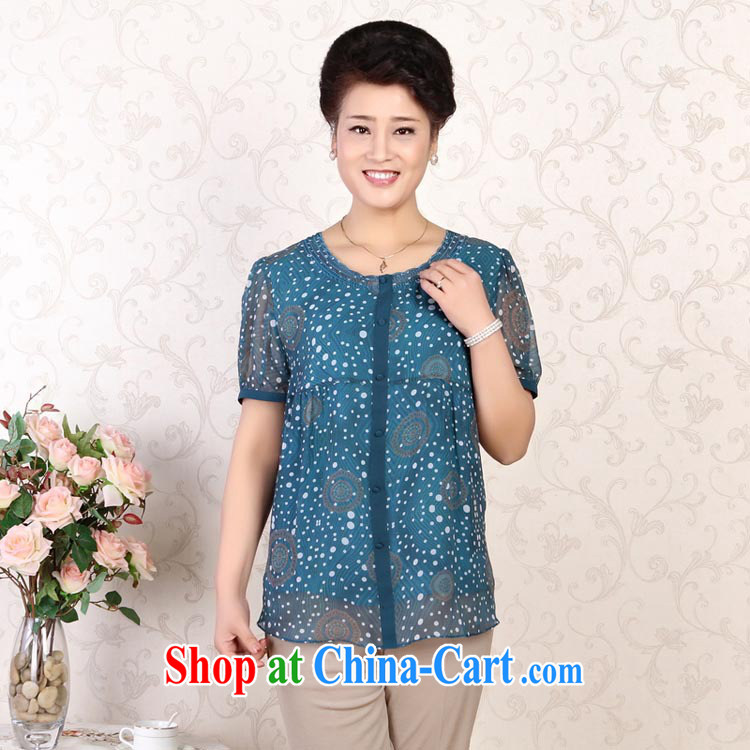 Deloitte Touche Tohmatsu sunny store older T shirts female short-sleeved T-shirt and stylish MOM female large code style sauna silk shirt green dot XXXL pictures, price, brand platters! Elections are good character, the national distribution, so why buy now enjoy more preferential! Health