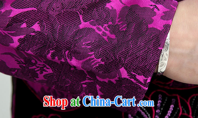 Qin Qing store new Chinese female spring China wind improved Han-improved T-shirt stylish embroidered dress long-sleeved purple XXXL pictures, price, brand platters! Elections are good character, the national distribution, so why buy now enjoy more preferential! Health