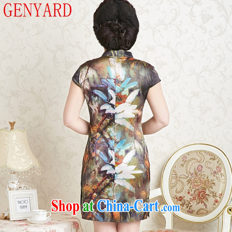 Qin Qing store dresses Stylish retro 2015 New Beauty stretch Satin cheongsam dress stretch Satin cheongsam qipao day color XXXL, GENYARD, shopping on the Internet