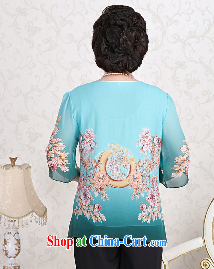 Qin Qing store sauna silk hand-painted T-shirt, older women summer with mom long-sleeved T-shirt half sleeve blue XXXL pictures, price, brand platters! Elections are good character, the national distribution, so why buy now enjoy more preferential! Health