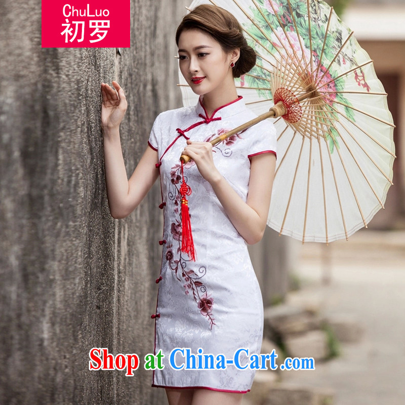 First, summer 2015 New Tang with retro improved stylish short, cultivating daily cheongsam dress white L early, Lo, and shopping on the Internet