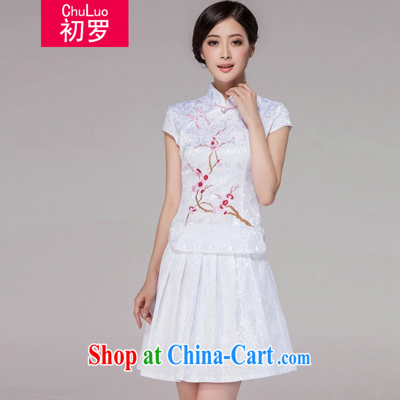First, 2015 summer new women Tang with everyday dresses dresses high-end retro style two-piece with white XXL