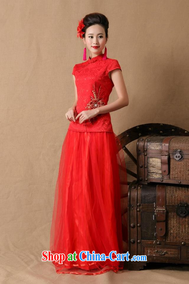 US, 6646 #New 2015 bridal wedding ceremony cheongsam dress red bows, dress stylish red XL pictures, price, brand platters! Elections are good character, the national distribution, so why buy now enjoy more preferential! Health