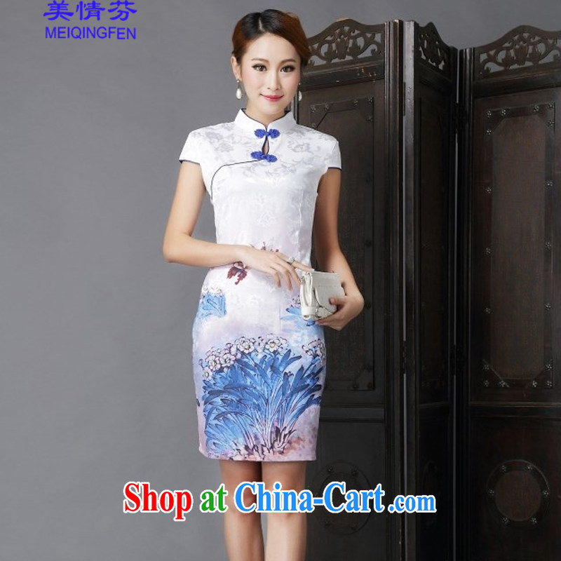 2015 National wind New Tang with stylish and improved Daily Beauty sexy cheongsam dress 6632 _dark blue XL