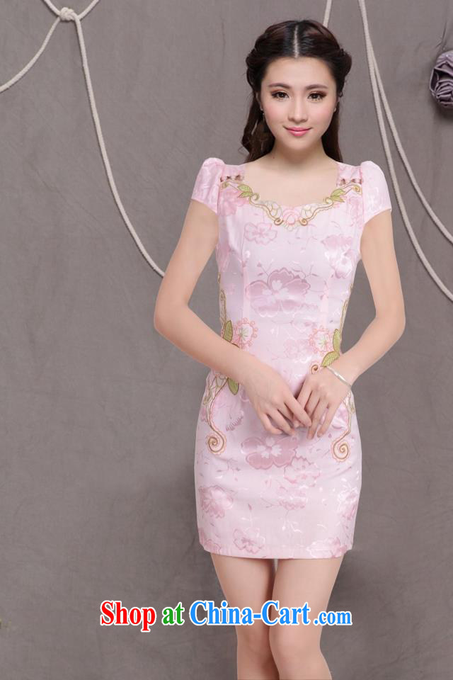 US, 2015 new, improved female cheongsam dress fashion style retro beauty everyday dresses, short dress 6078 pink XL pictures, price, brand platters! Elections are good character, the national distribution, so why buy now enjoy more preferential! Health