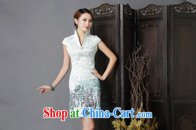 US, 2015 national style in a new, Tang is stylish and improved Daily Beauty sexy cheongsam dress 6635 #light green XL pictures, price, brand platters! Elections are good character, the national distribution, so why buy now enjoy more preferential! Health