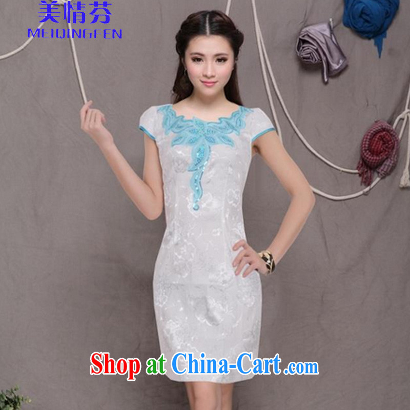 US, 2015 new retro Beauty Fashion improved cheongsam dresses daily dress 6073 #blue XL, US Stephen (MEIQINGFEN), and shopping on the Internet