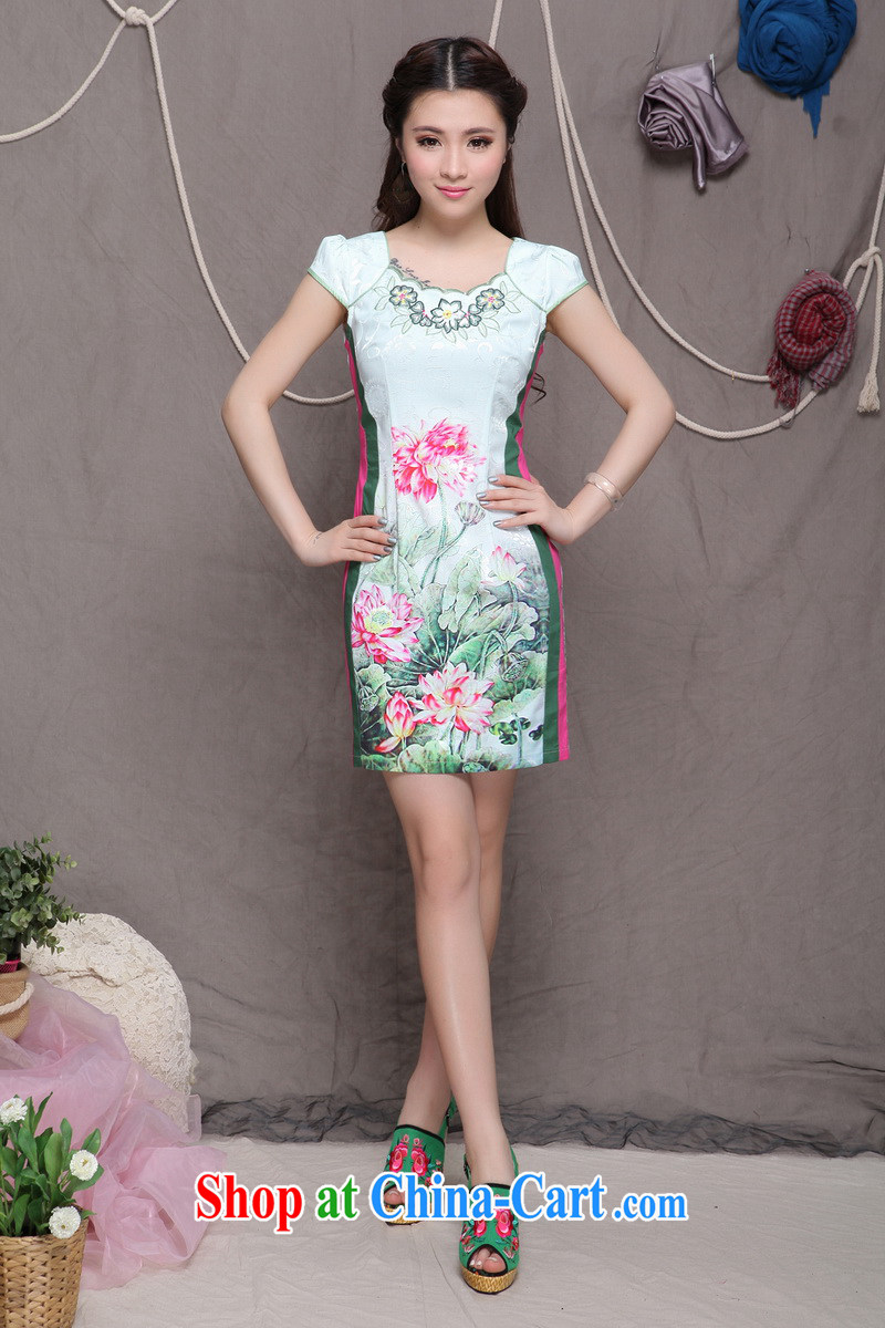 US, 9909 #China wind stylish Ethnic Wind and refined improved cheongsam dress elegance picture color XL pictures, price, brand platters! Elections are good character, the national distribution, so why buy now enjoy more preferential! Health