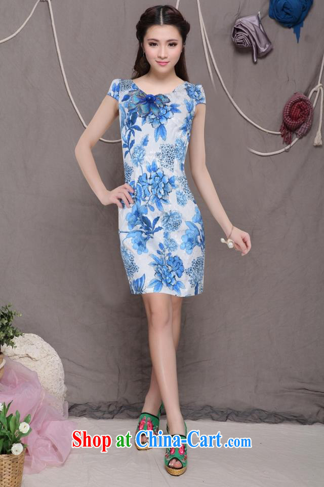 US, 6076 #embroidery cheongsam high-end Ethnic Wind and stylish Chinese qipao dress retro beauty graphics thin cheongsam is the apricot XL pictures, price, brand platters! Elections are good character, the national distribution, so why buy now enjoy more preferential! Health