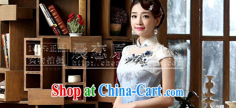 Morning dresses, new summer retro short improved stylish Chinese qipao gradient blue three-dimensional flower embroidery light blue XXL pictures, price, brand platters! Elections are good character, the national distribution, so why buy now enjoy more preferential! Health