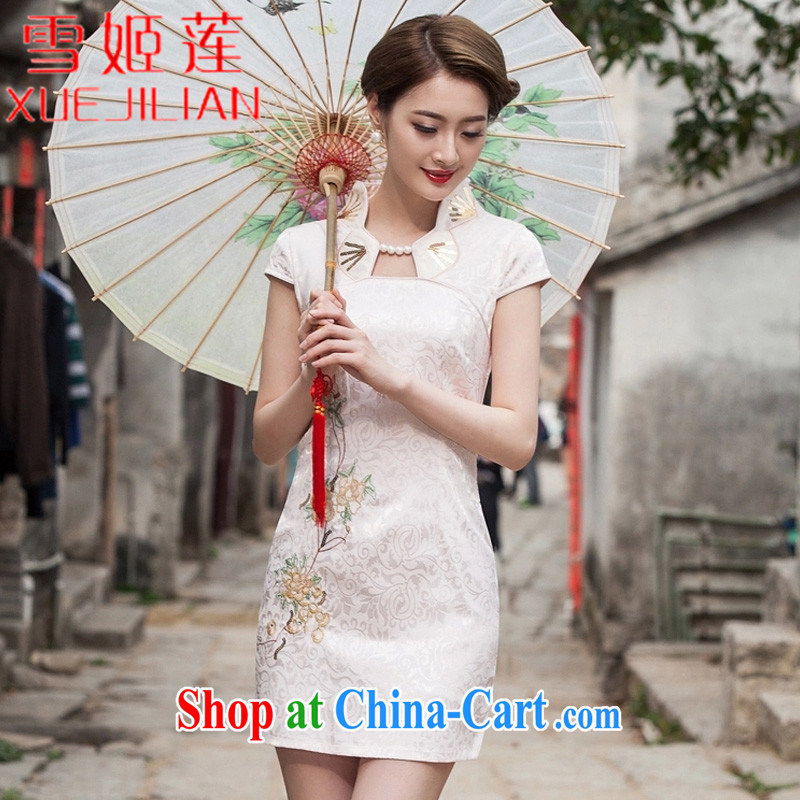Hsueh-Chi Lin Nunnery 2015 new summer fashion improved cheongsam dress daily video thin beauty short cheongsam dress, #1122 pink XL, Hsueh-chi Lin (XUEJILIAN), online shopping