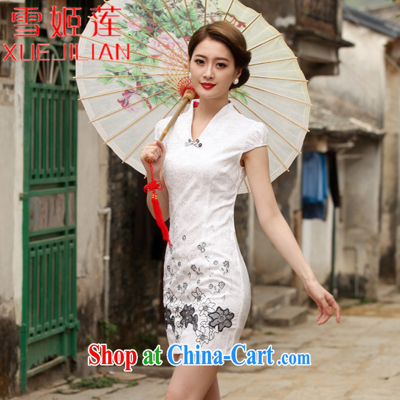 Hsueh-Chi Lin Nunnery 2015 new Stylish retro short dresses summer improved cheongsam dress, daily outfit skirt #1120 pink XL, Hsueh-chi Lin (XUEJILIAN), online shopping