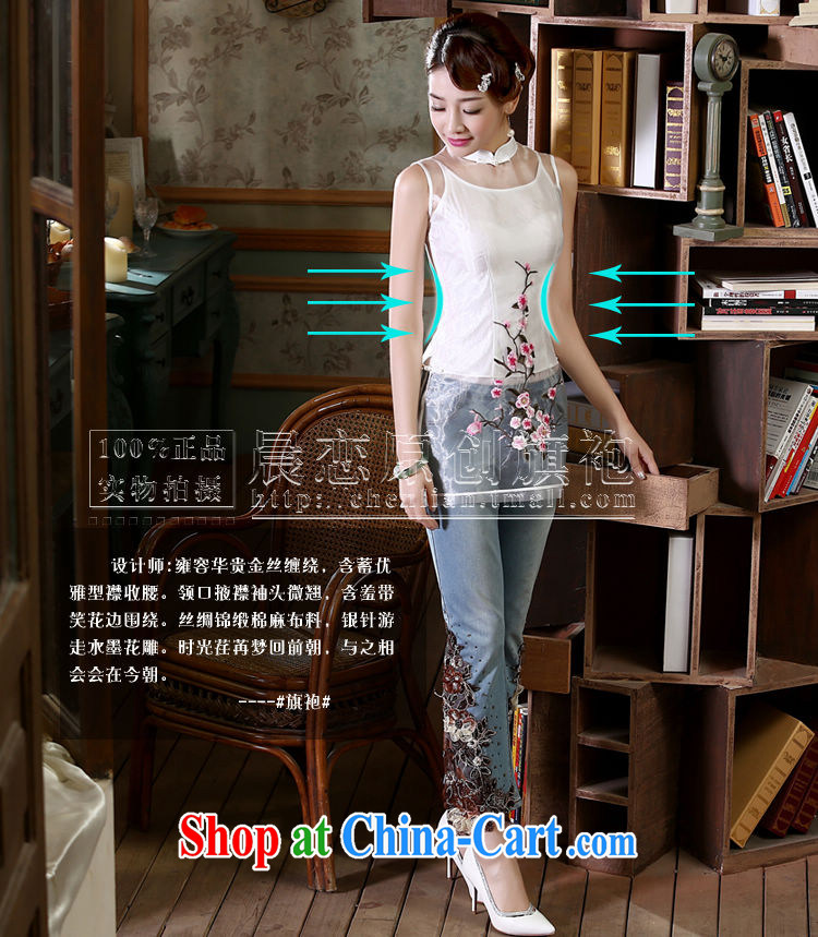 Morning dresses, new summer retro short improved stylish Chinese qipao shirt short-sleeved European root yarn embroidered blue XXL pictures, price, brand platters! Elections are good character, the national distribution, so why buy now enjoy more preferential! Health