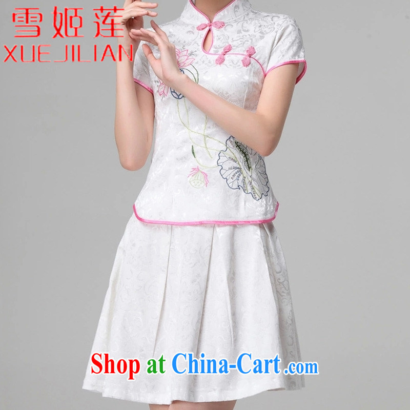 Hsueh-Chi Lin Nunnery 2015 spring and summer female new beauty routine retro long-sleeved improved stylish outfit two piece kit #1121 white short-sleeved XL, Hsueh-chi Lin Nunnery (XUEJILIAN), online shopping