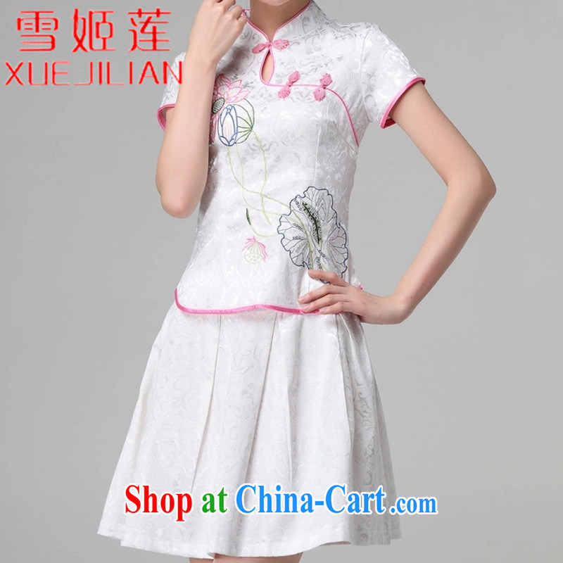 Hsueh-Chi Lin Nunnery 2015 spring and summer female new beauty routine retro long-sleeved improved stylish outfit two piece kit #1121 white short-sleeved XL, Hsueh-chi Lin Nunnery (XUEJILIAN), online shopping
